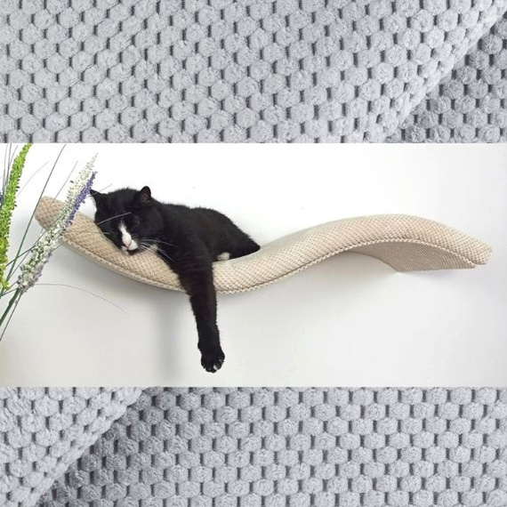 Cat's Atelier Półka na ścianę dla kota fala symetryczna lewa 75cm - szara