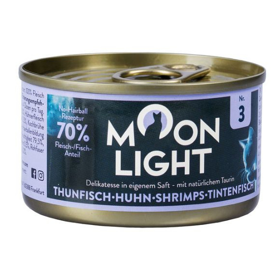 Moonlight Dinner Nr 3﻿ Tuńczyk, kurczak, krewetki, kałamarnica w sosie własnym﻿﻿﻿ 80g