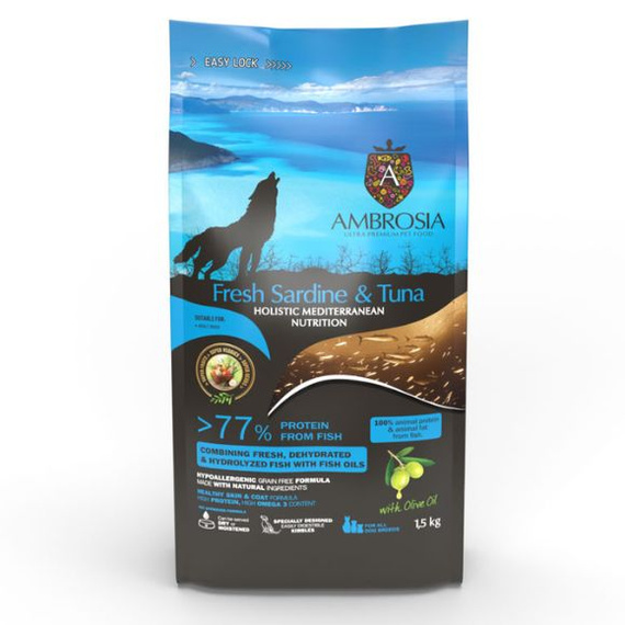 Ambrosia Mediterranean Świeża Sardynka i Tuńczyk sucha karma dla psów 1,5kg