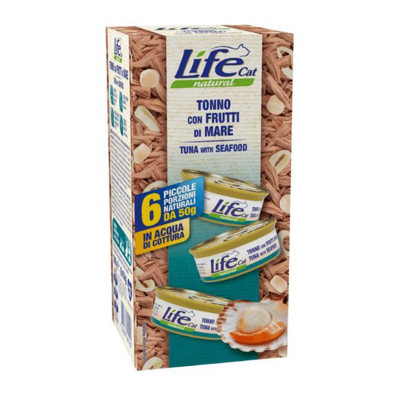 Life Cat Natural Tuńczyk z owocami morza multipack 6x50g