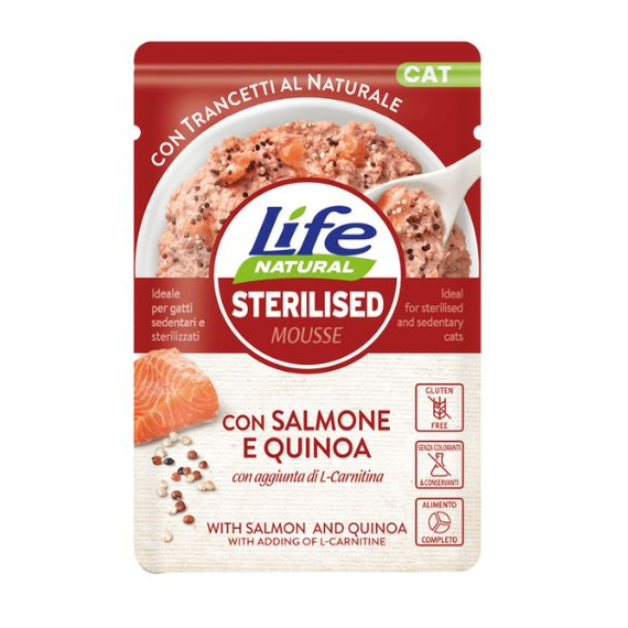 Life Cat Natural Sterilised Łosoś z komosą wilgotna karma dla kota  70g