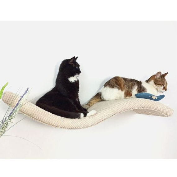 Cat's Atelier Półka na ścianę dla kota fala symetryczna lewa 75cm - beżowa