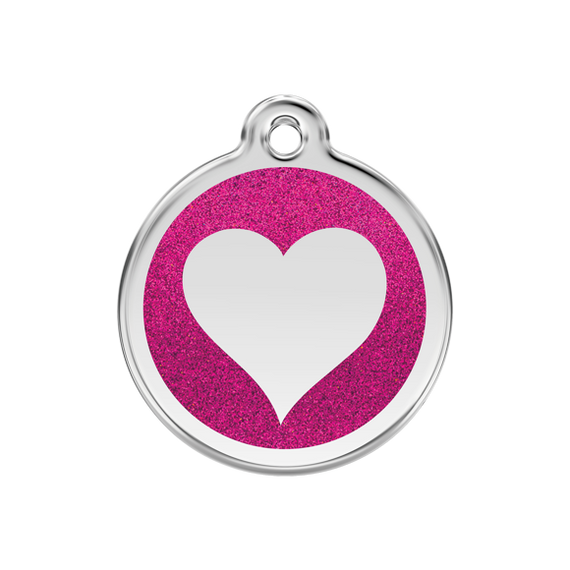 Adresówka dla psa średnia - BROKATOWE SERCE różne kolory - Red Dingo