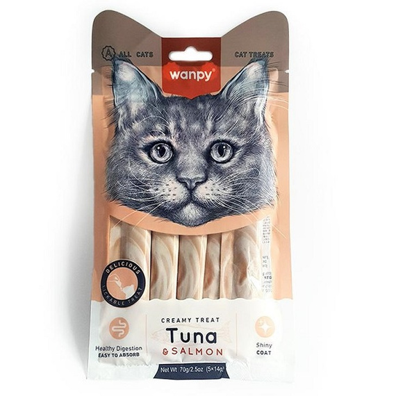 Wanpy krem z tuńczykiem i łososiem 70g przysmak dla kota