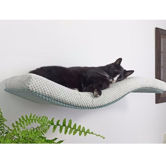 Cat's Atelier Półka na ścianę dla kota fala symetryczna lewa 75cm - szara