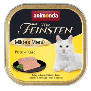 Animonda Vom Feinsten Mildes Menu karma dla dorosłych kotów indyk z serem tacka 100g