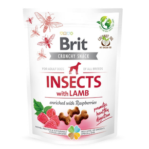 Brit Crunchy Snack Insect with Lamb 200g - owady, jagnięcina z malinami przysmak dla psa