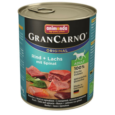 Animonda Gran Carno wołowina z łososiem i szpinakiem karma dla psa puszka 800g