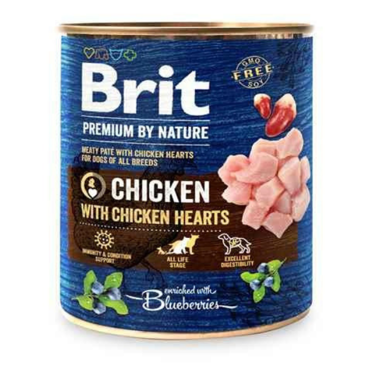 Brit Premium by Nature Chicken, Chicken Hearts wilgotna karma dla psów, 800g