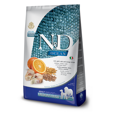 Farmina N&D Ocean Cod, Spelt, Oats and Orange Adult Medium and Maxi 2,5kg