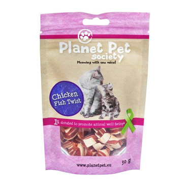 Planet Pet Cat Chicken Fish Twist - przysmaki z kurczakiem i dorszem dla kotów, op.  30 g