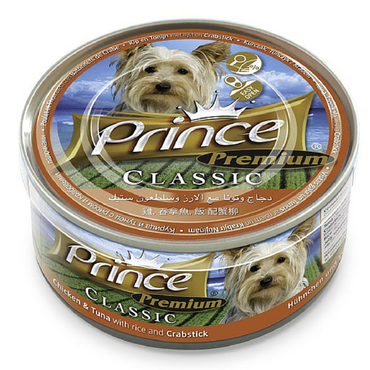 Prince Premium Classic Kurczak, Tuńczyk, Kraby - karma dkla psów, puszka 170g