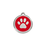 Adresówka dla psa lub kota mała - okrągła zawieszka ŁAPKA różne kolory- Red Dingo